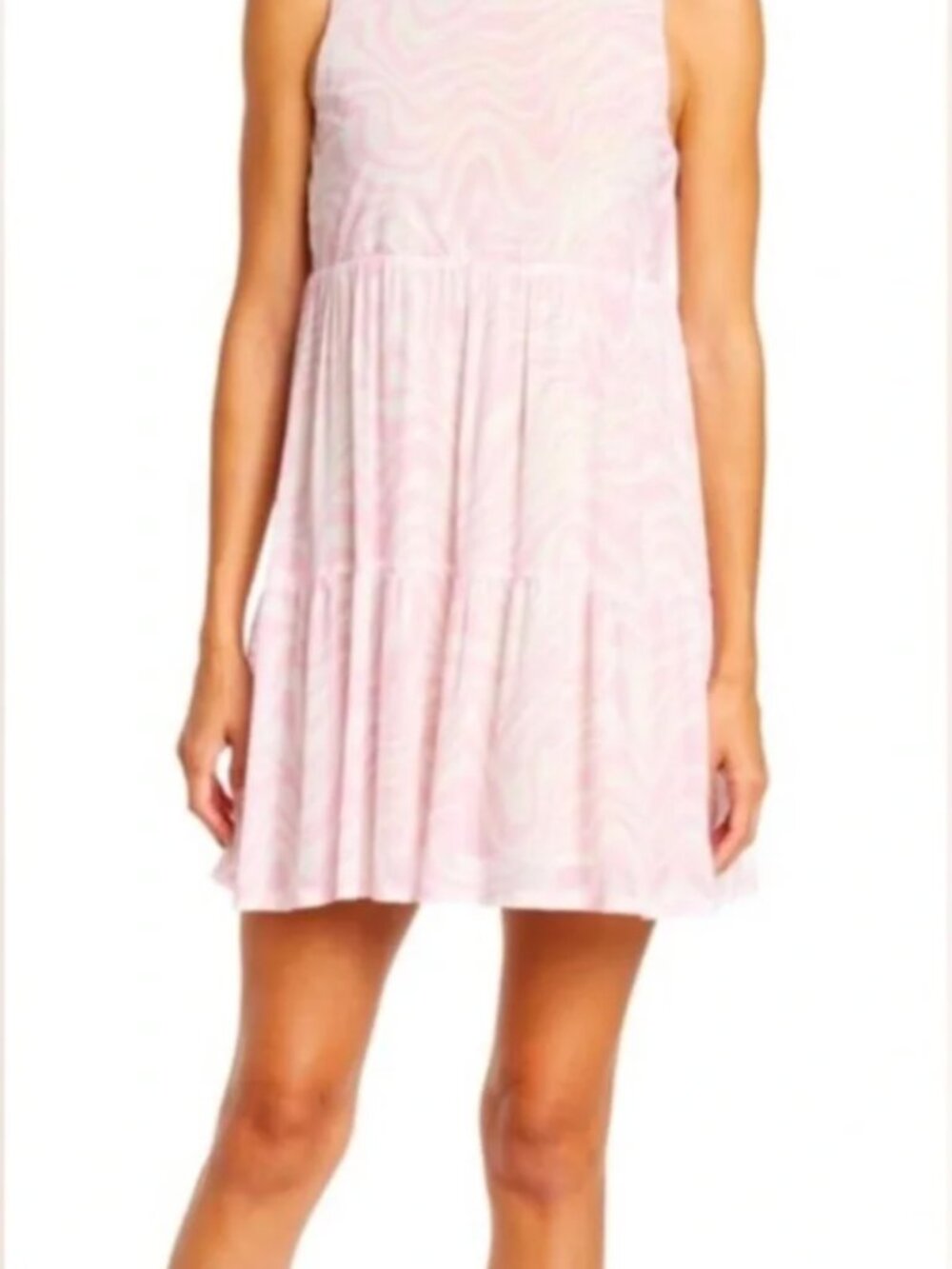 AFRM Womens Pink Zebra Wave Sleeveless Mini Dress Size L NWT